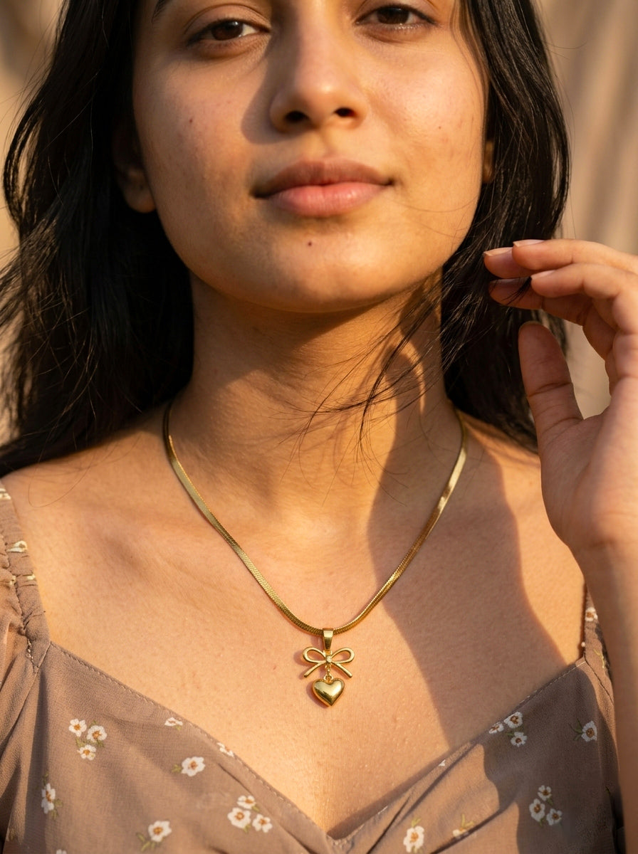 Bow Heart Necklace