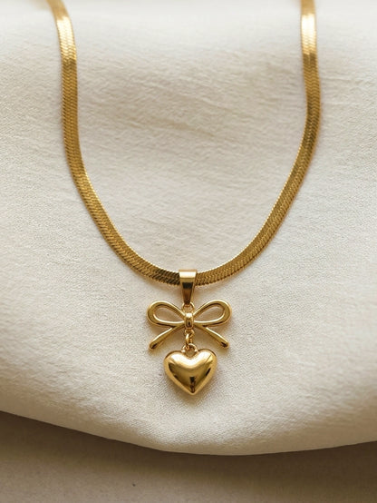 Bow Heart Necklace
