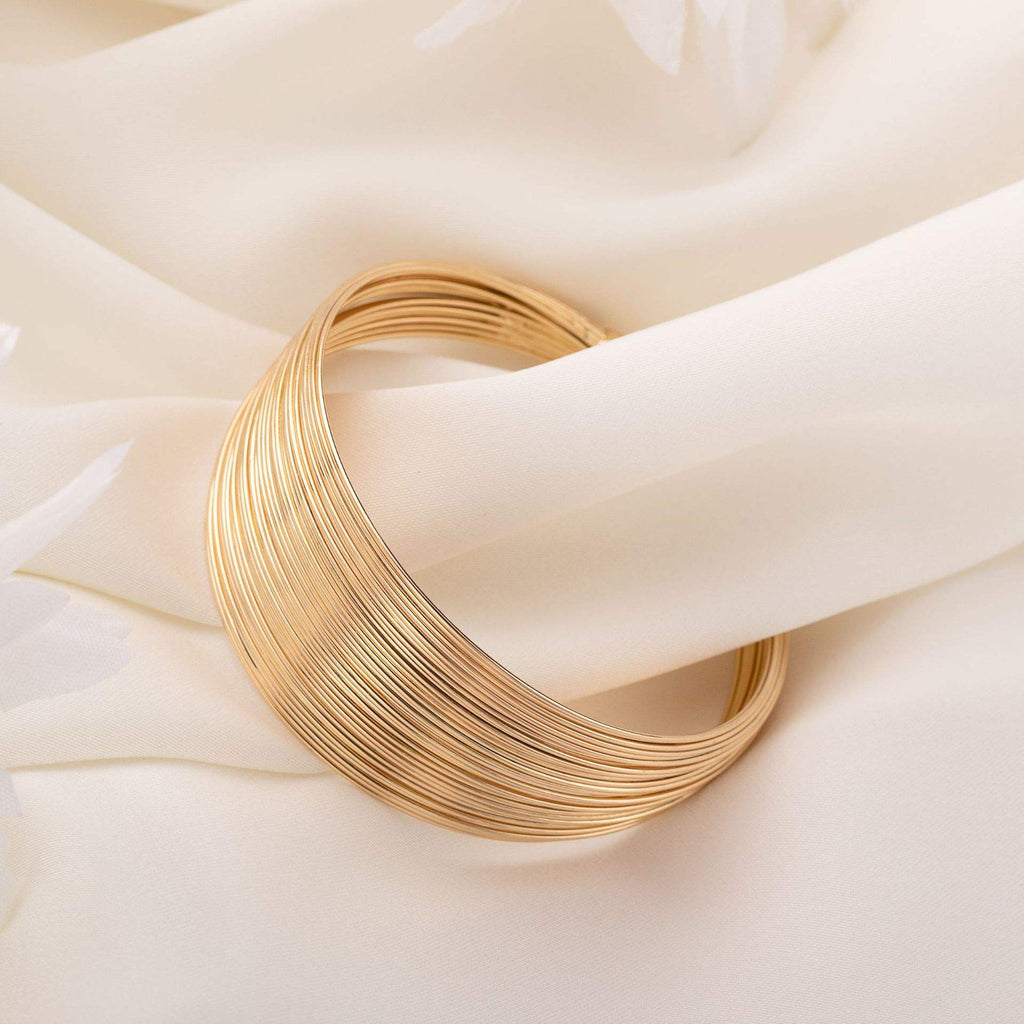 Auric Harmony Gold Cuff Bracelet designed by Rayona jewels for women – coated with gold-plated 